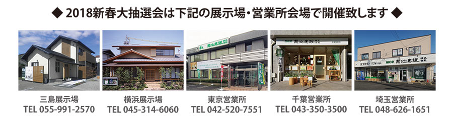 2018 新春大抽選会は下記の展示場・営業所会場で開催しています。