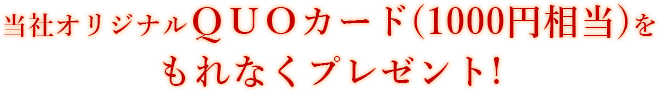 当社オリジナルQUOカード(1000円相当)をもれなくプレゼント!